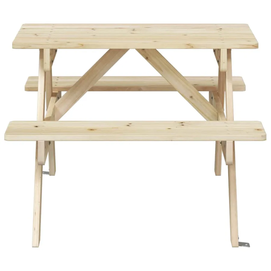 Table de pique-nique pour 4 enfants avec trou de parasol sapin - 4