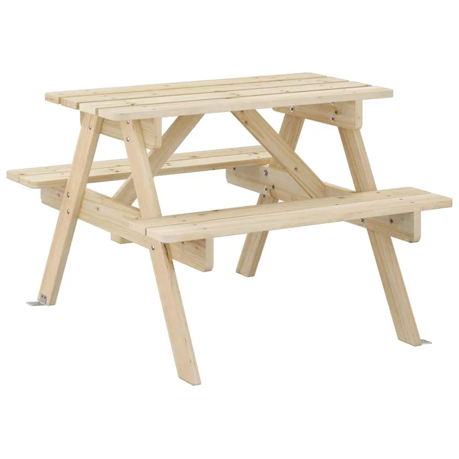Table de pique-nique pour 4 enfants avec trou de parasol sapin - 6
