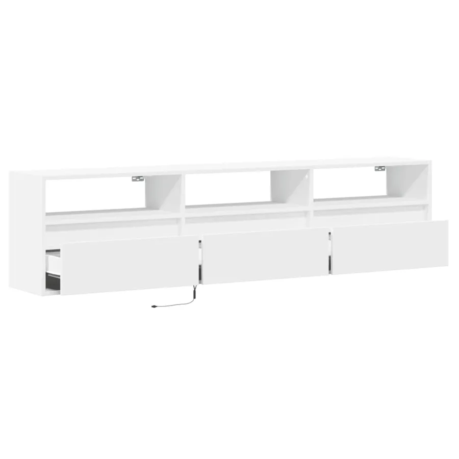 Meuble TV mural avec LED blanc 180x31x45 cm - 9