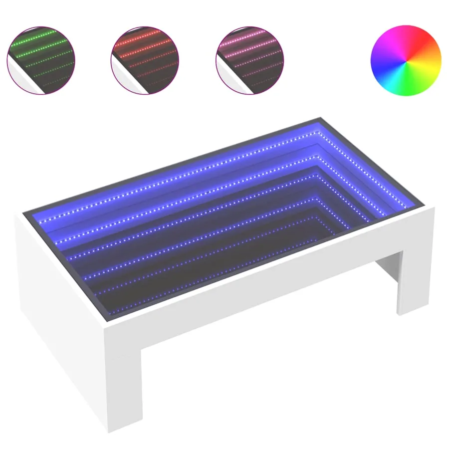 Table basse avec LED infini blanc 90x50x30 cm - 2