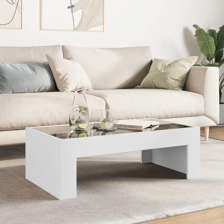 Table basse avec LED infini blanc 90x50x30 cm - 4