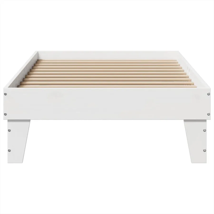 Cadre de lit sans matelas blanc 75x190 cm bois de pin massif - 4