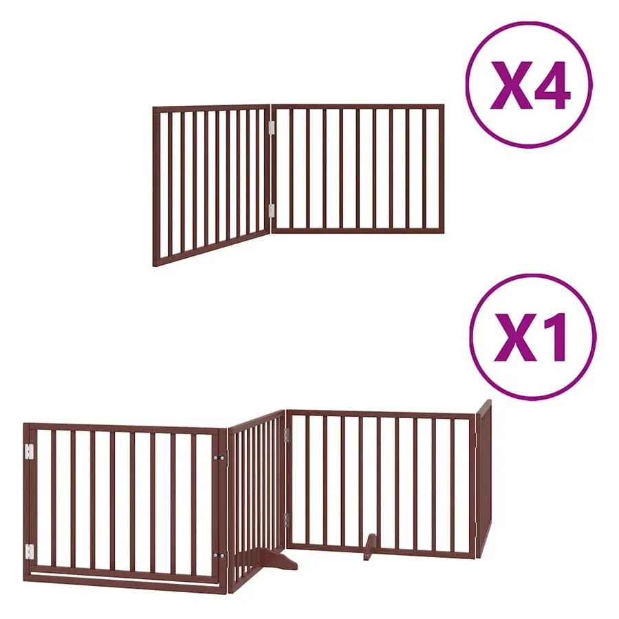 Barrière pour chien porte pliable 12 panneaux bois de peuplier - 2