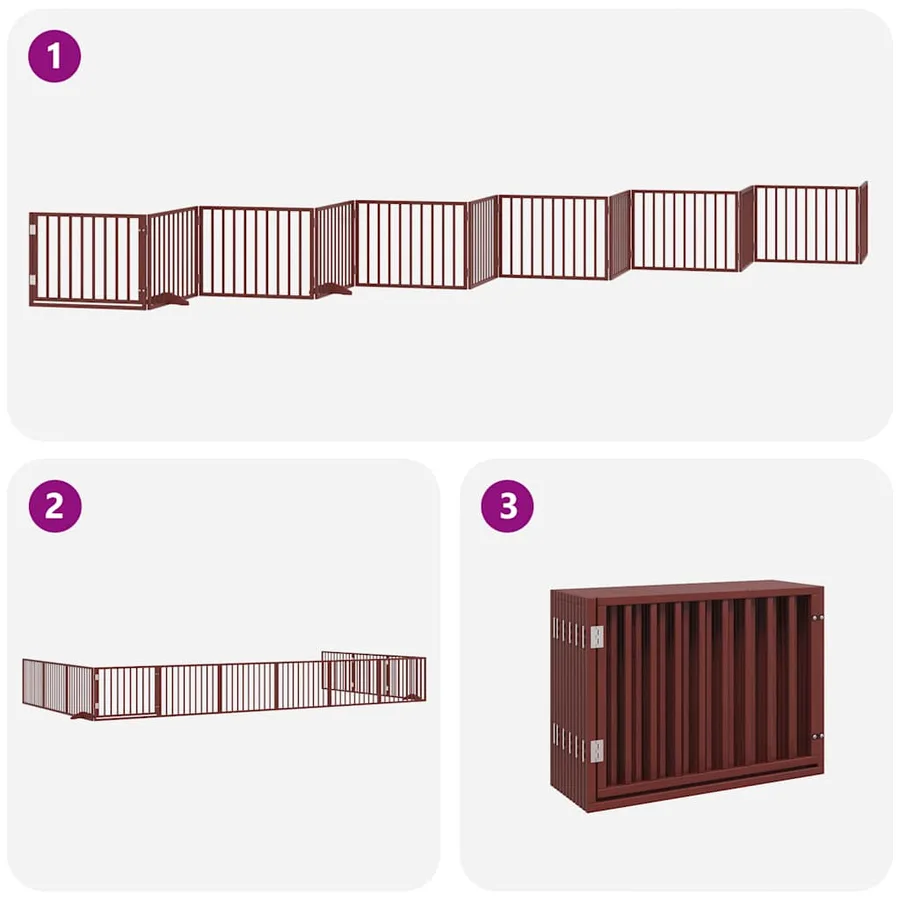 Barrière pour chien porte pliable 12 panneaux bois de peuplier - 5