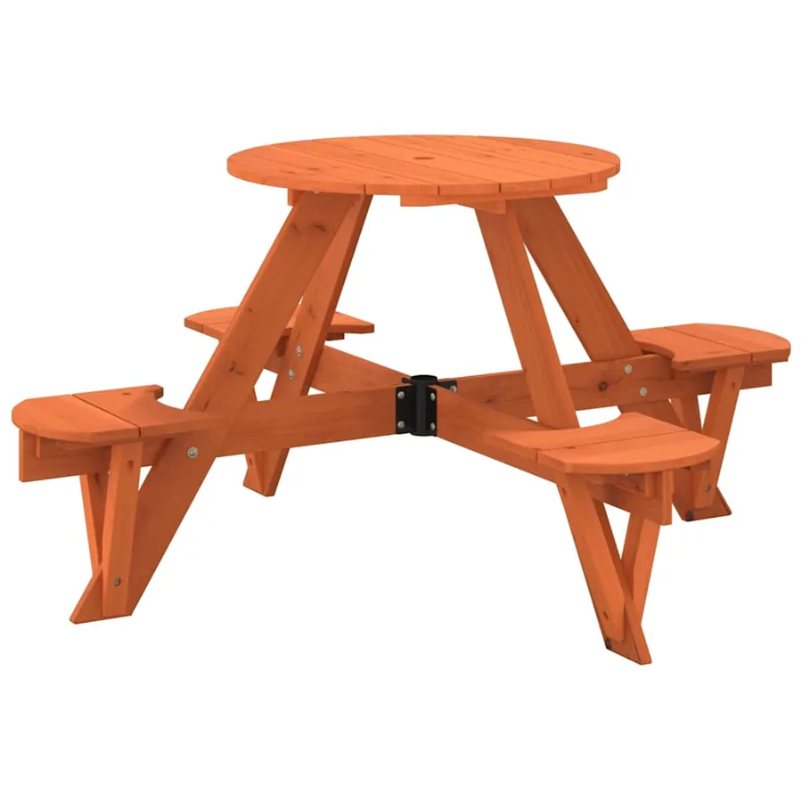 Table de pique-nique pour 4 enfants avec trou de parasol rond - 6