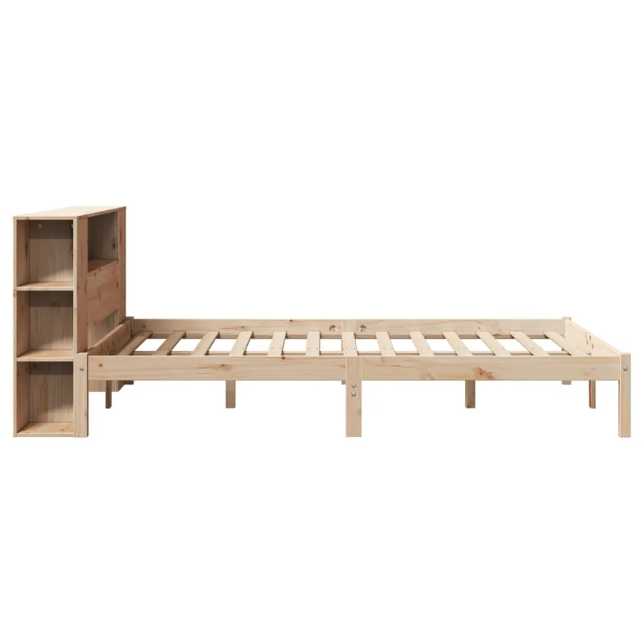 Lit bibliothèque sans matelas 150x200 cm bois massif de pin - 7