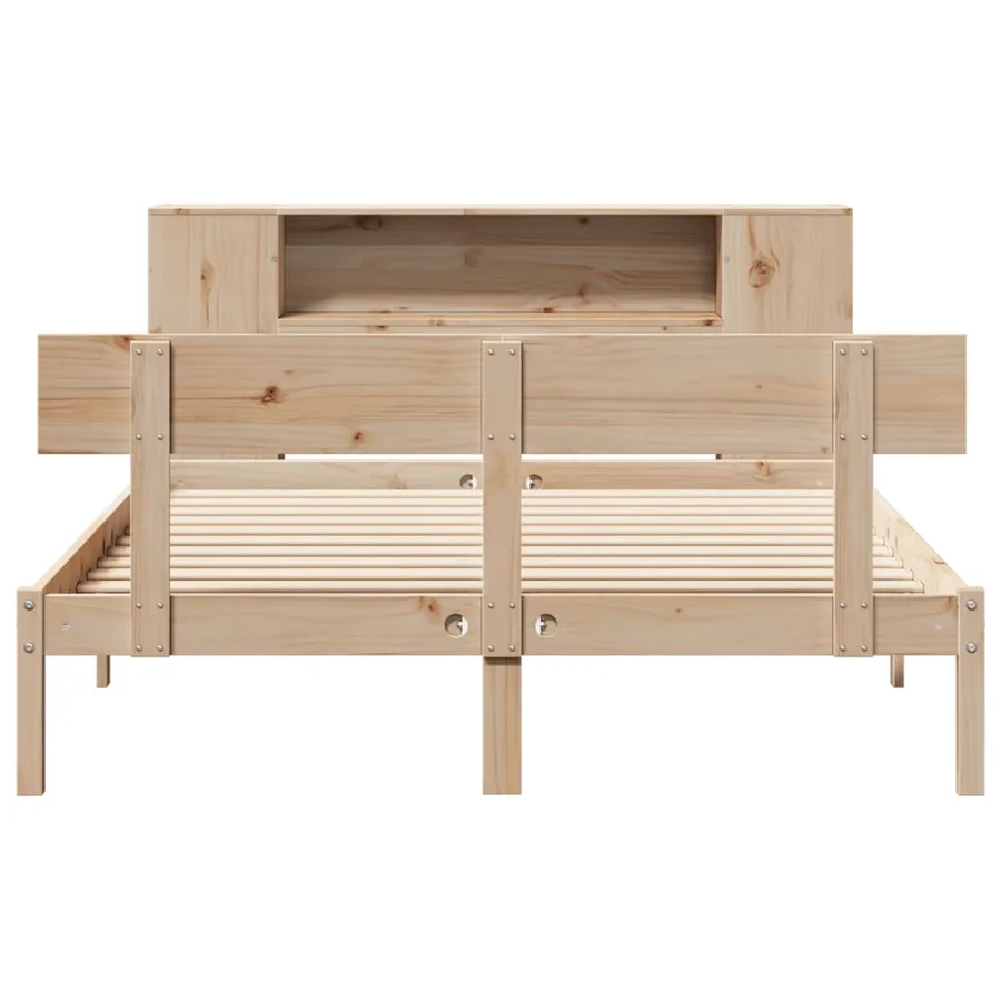 Lit bibliothèque sans matelas 150x200 cm bois massif de pin - 4