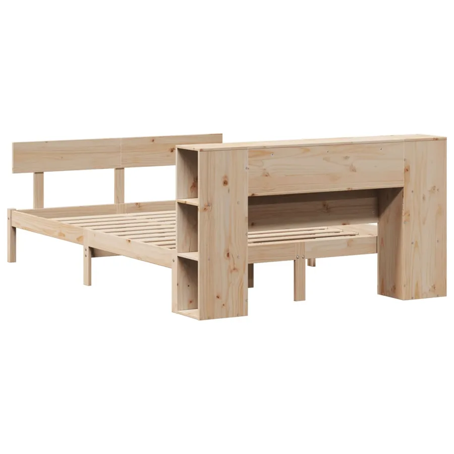 Lit bibliothèque sans matelas 150x200 cm bois massif de pin - 8