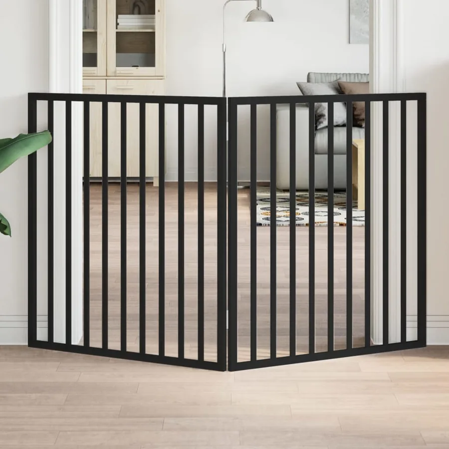 Barrière pour chien pliable à 2 panneaux Noir 160 cm Bois de peuplier