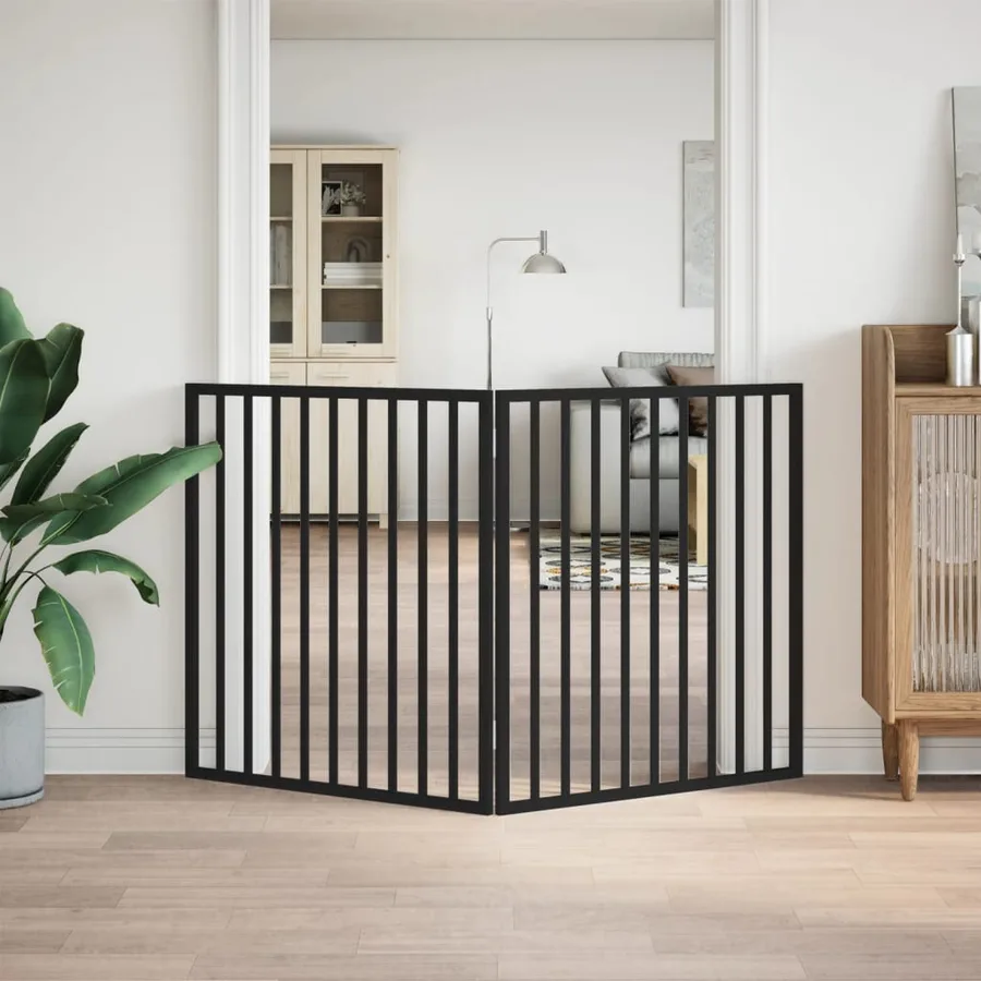 Barrière pour chien pliable à 2 panneaux Noir 160 cm Bois de peuplier - 3