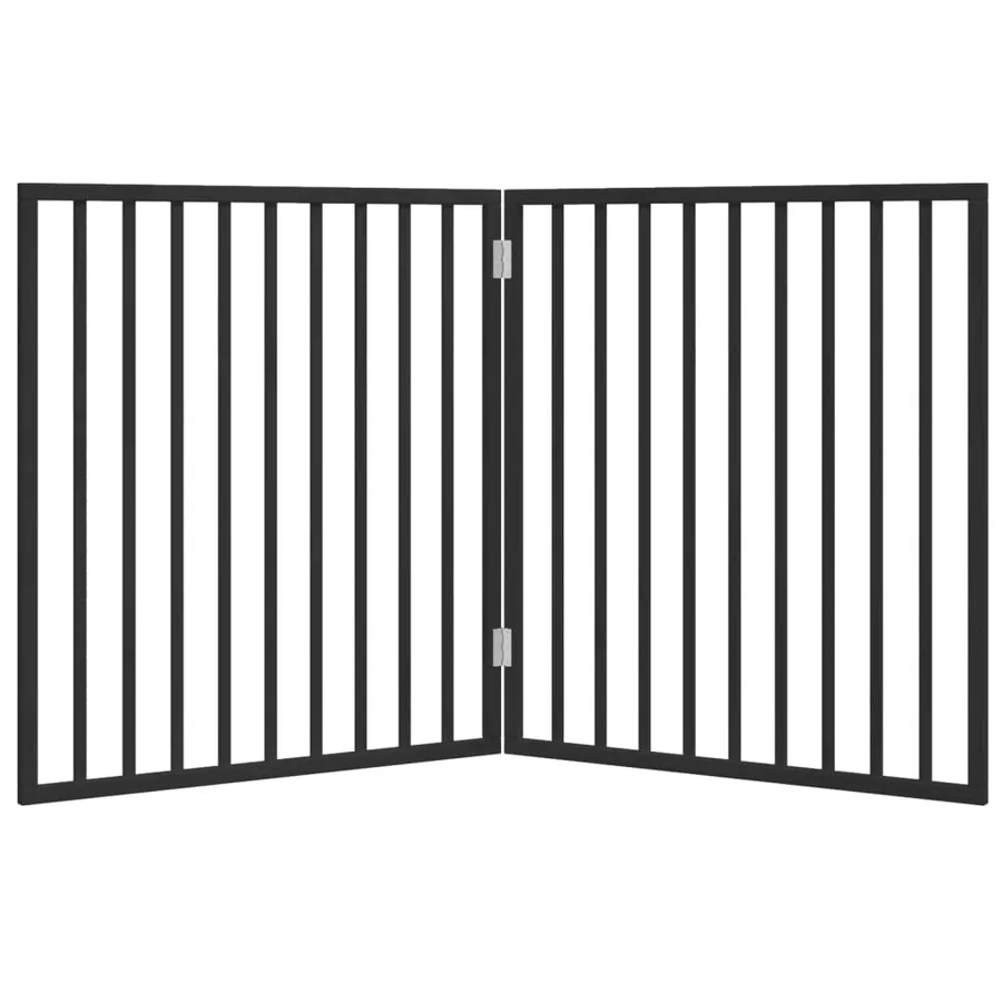 Barrière pour chien pliable à 2 panneaux Noir 160 cm Bois de peuplier - 4