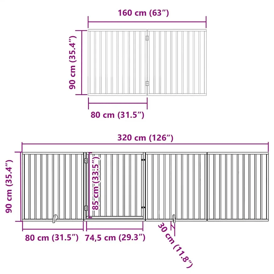 Barrière pour chien porte pliable 8 panneaux bois de peuplier - 11