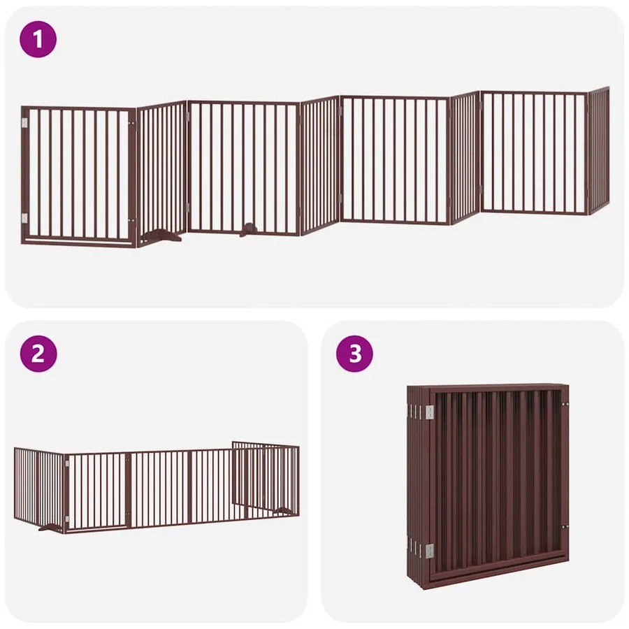 Barrière pour chien porte pliable 8 panneaux bois de peuplier - 5