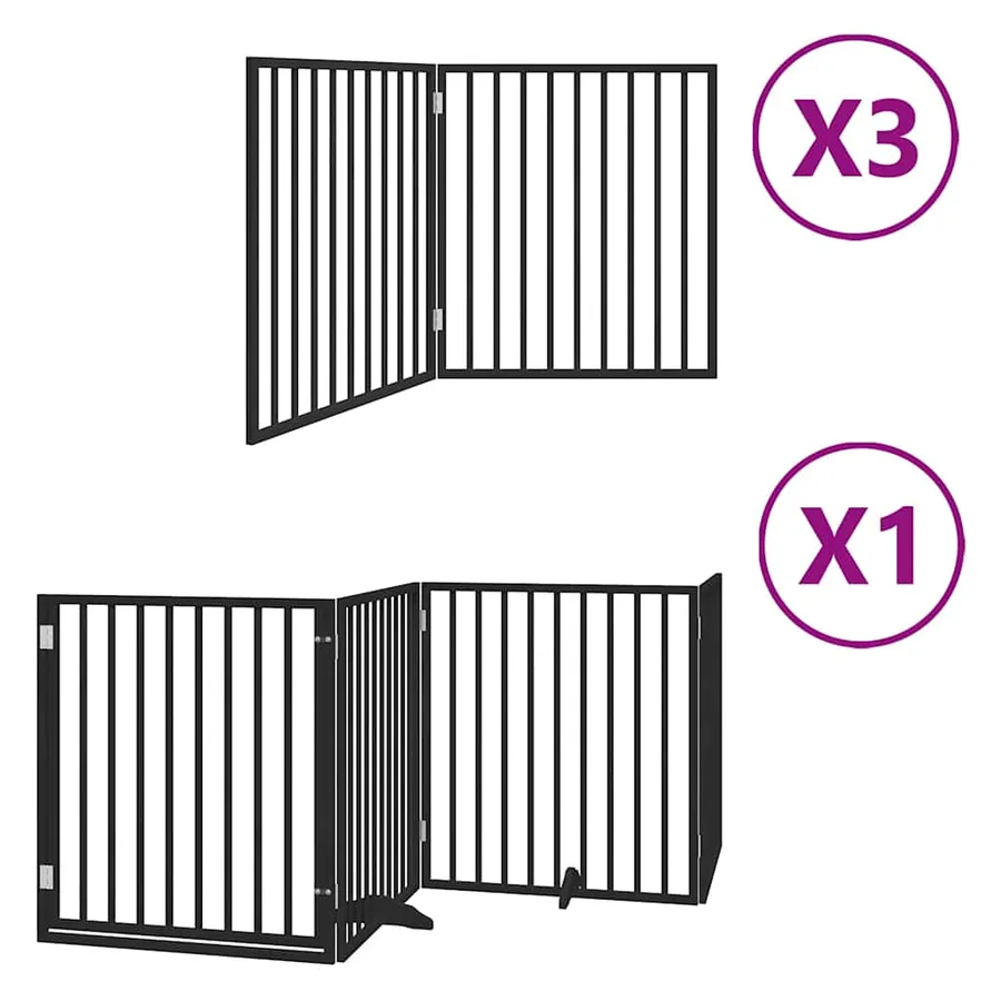 Barrière pour chien porte pliable 10panneaux noir bois peuplier - 2