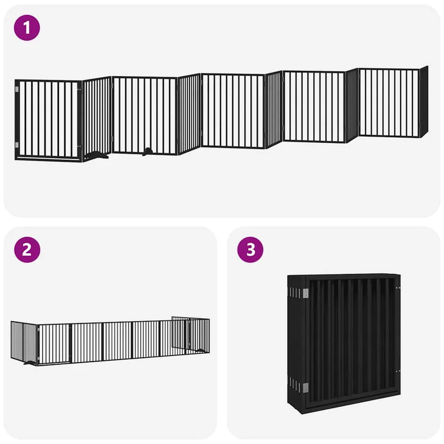 Barrière pour chien porte pliable 10panneaux noir bois peuplier - 5