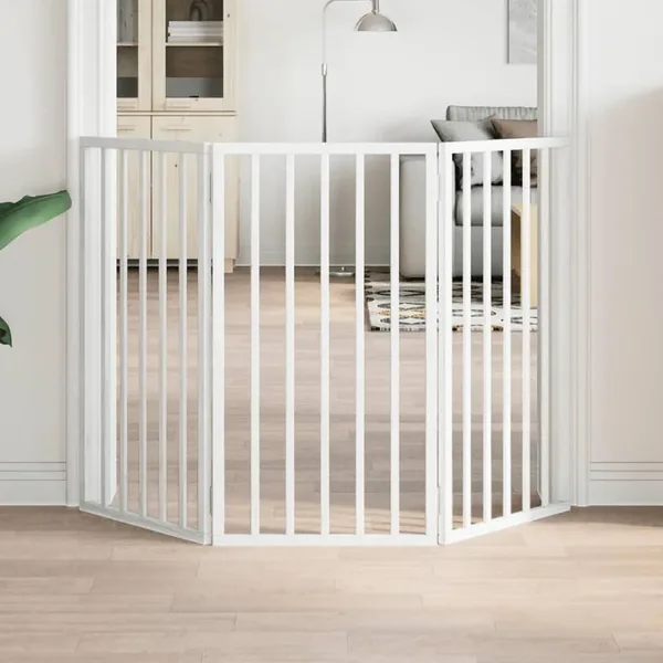 Barrière pour chien pliable à 3 panneaux Blanc 150 cm Bois de peuplier