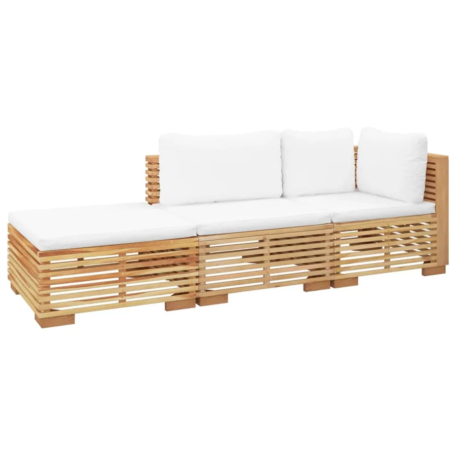 Salon de jardin 3 pcs avec coussins Bois de teck solide - 3