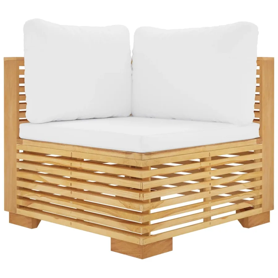 Salon de jardin 3 pcs avec coussins Bois de teck solide - 5