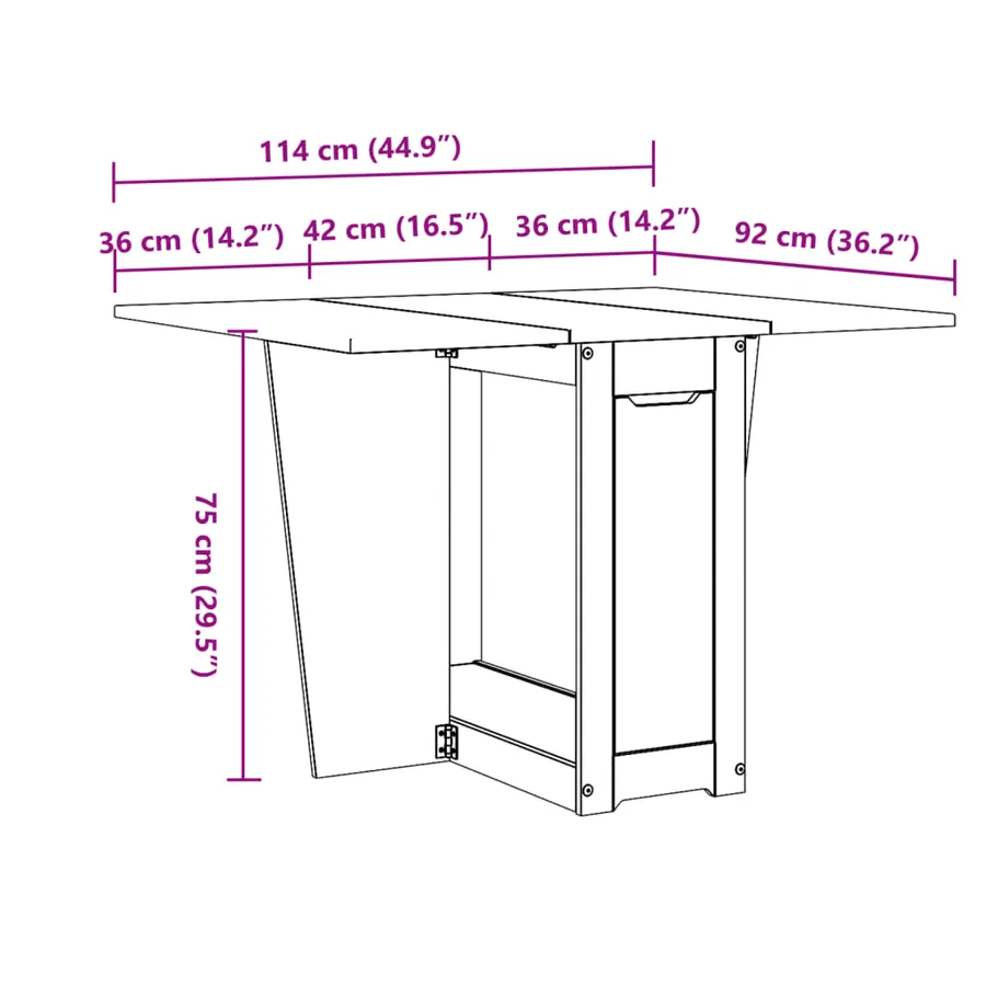 Table à manger papillon pliable Corona blanc bois de pin massif - 11