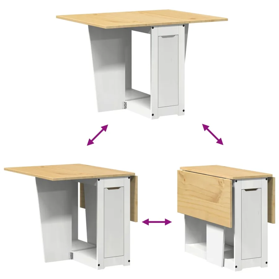 Table à manger papillon pliable Corona blanc bois de pin massif - 8