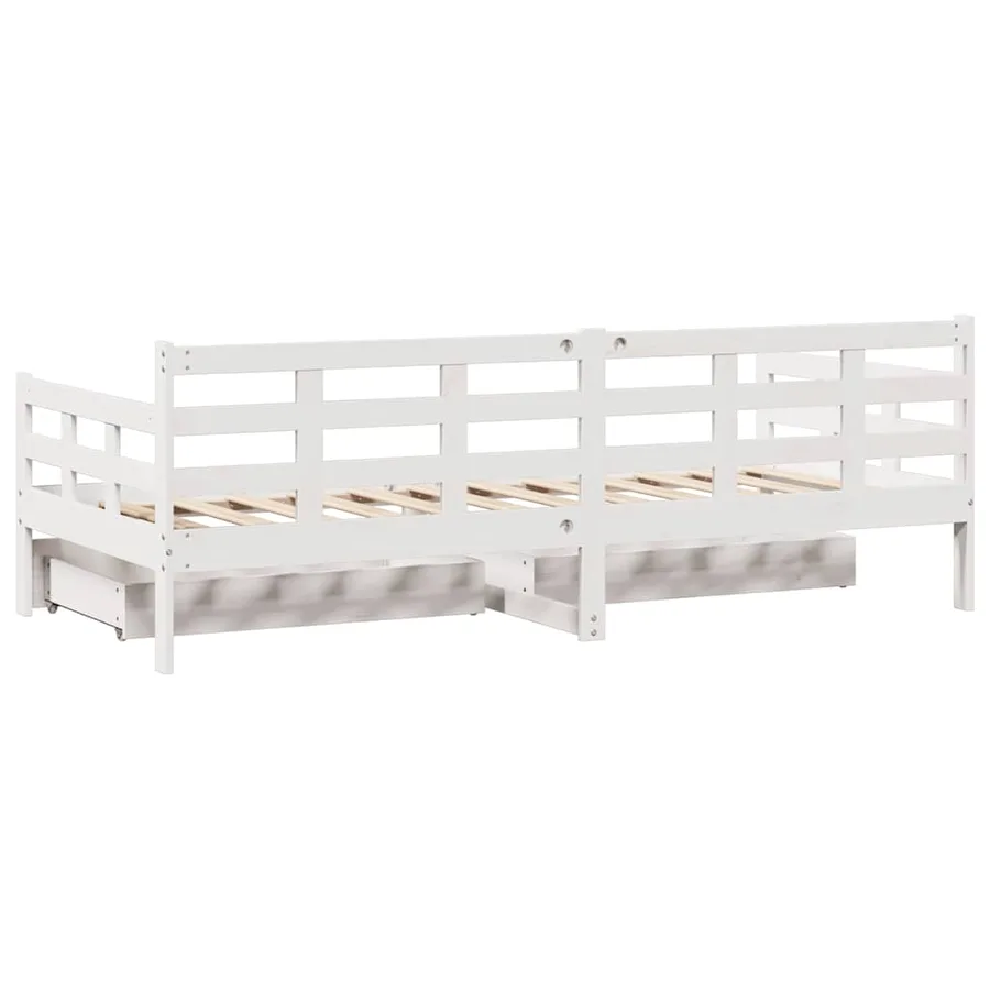 Lit de jour et tiroirs sans matelas blanc 90x190 cm bois massif - 6