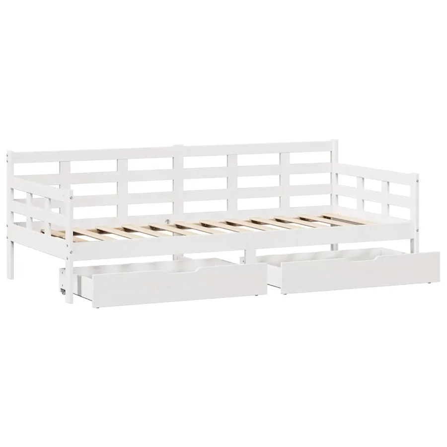 Lit de jour et tiroirs sans matelas blanc 90x190 cm bois massif - 9