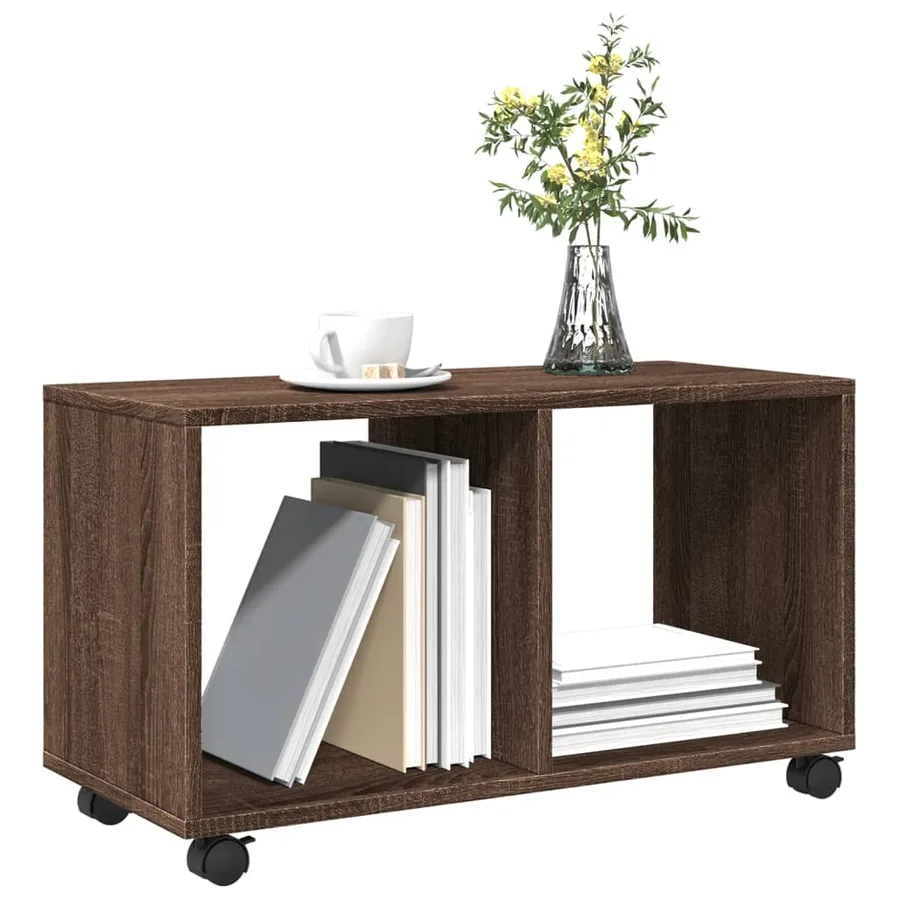 Armoire roulante chêne marron 72x33x42,5 cm bois d'ingénierie - 4