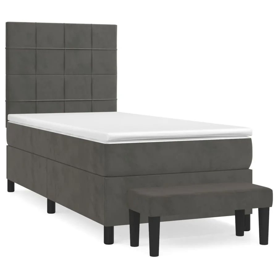 Sommier à lattes de lit et matelas Gris foncé 80x200 cm Velours - 2