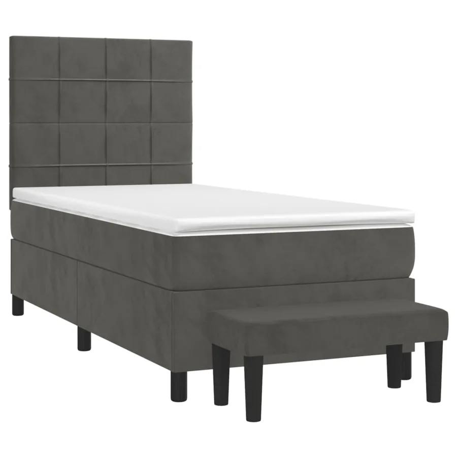 Sommier à lattes de lit et matelas Gris foncé 80x200 cm Velours - 3