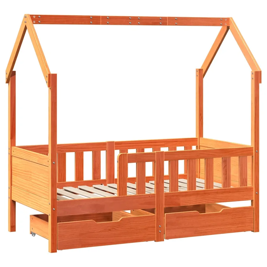Cadre de lit enfant avec tiroirs sans matelas 70x140 cm bois - 3