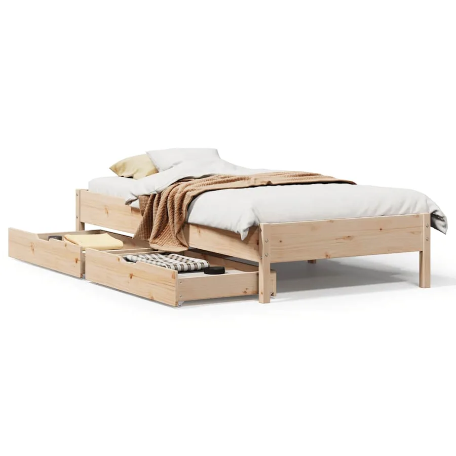 Cadre de lit sans matelas 75x190 cm bois de pin massif - 2