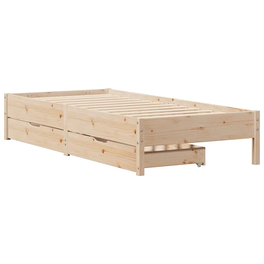 Cadre de lit sans matelas 75x190 cm bois de pin massif - 3