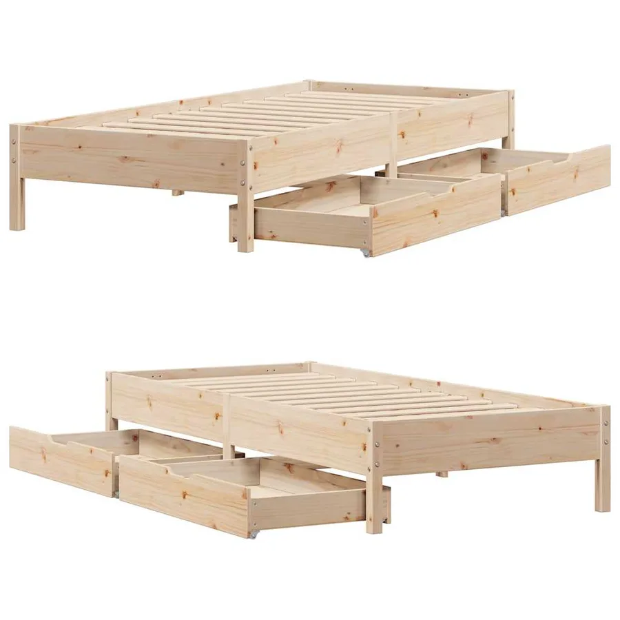 Cadre de lit sans matelas 75x190 cm bois de pin massif - 9