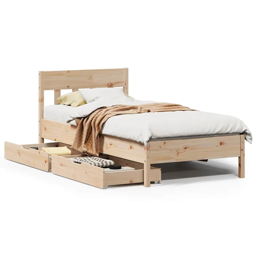Cadre de lit sans matelas 90x190 cm bois de pin massif - 2