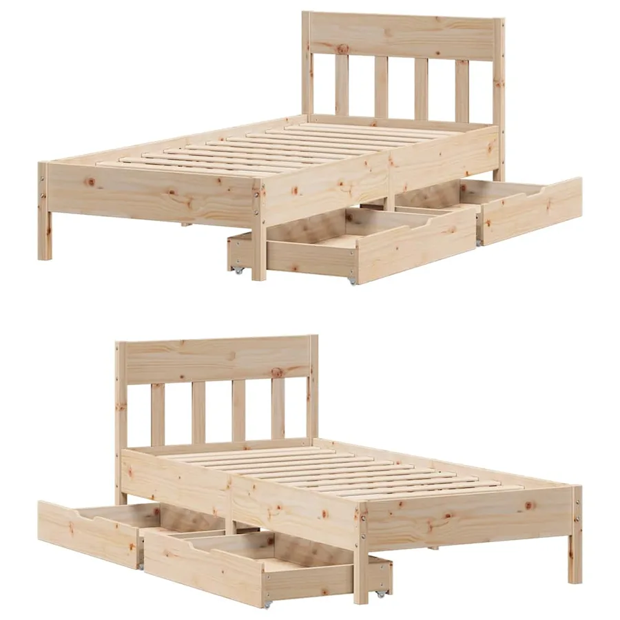 Cadre de lit sans matelas 90x190 cm bois de pin massif - 9