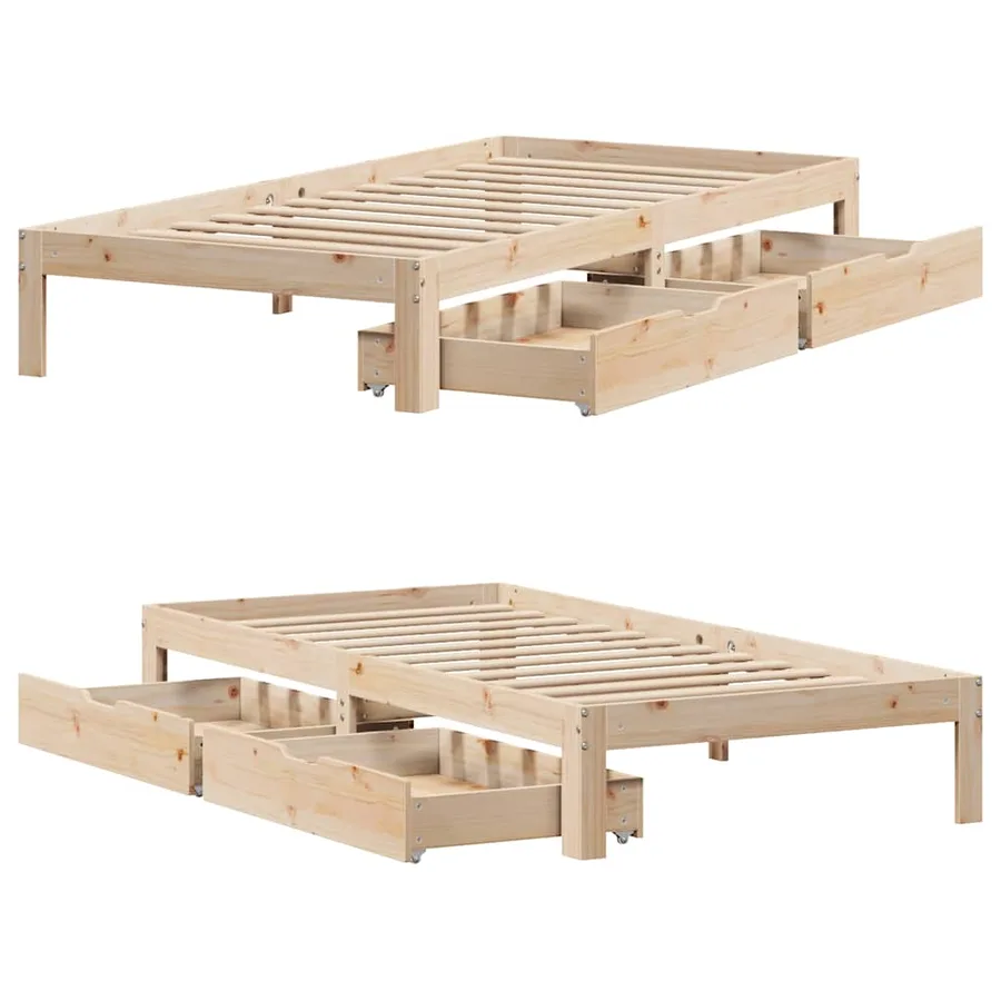 Cadre de lit avec tiroirs sans matelas 90x200 cm - 9