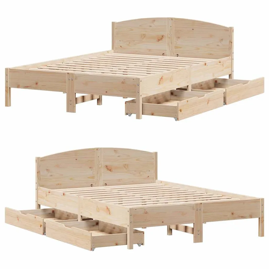 Cadre de lit sans matelas 120x190 cm bois de pin massif - 9