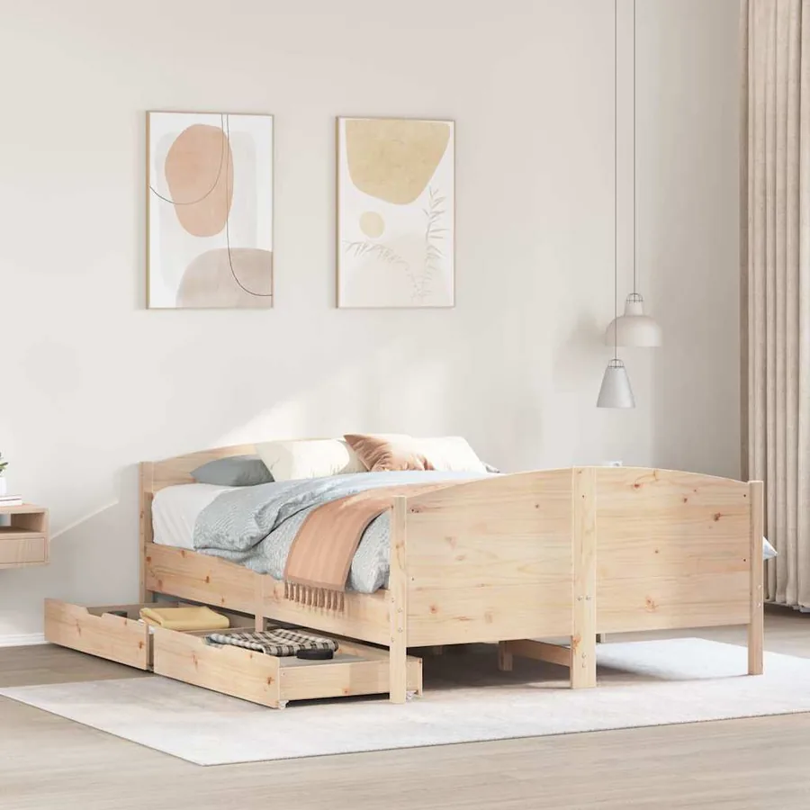Cadre de lit sans matelas 135x190 cm bois de pin massif