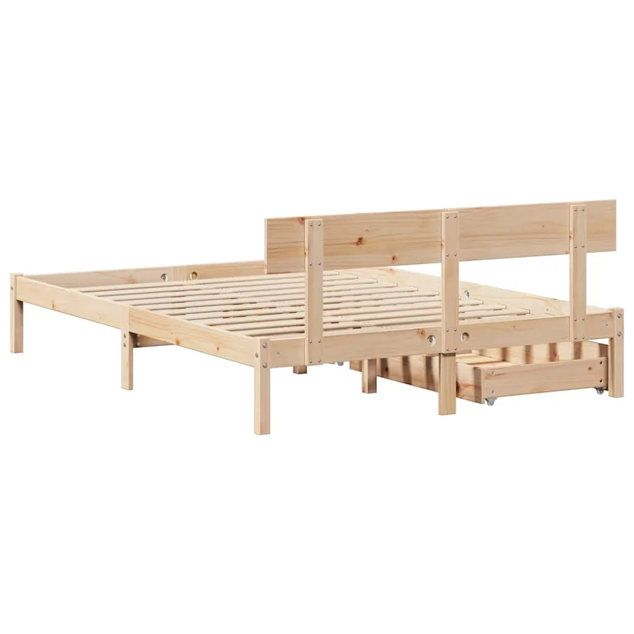 Cadre de lit sans matelas 120x190 cm bois de pin massif - 6