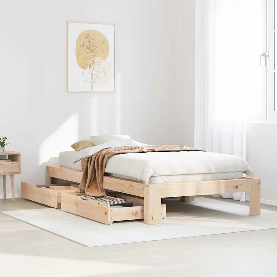 Cadre de lit sans matelas 75x190 cm bois de pin massif