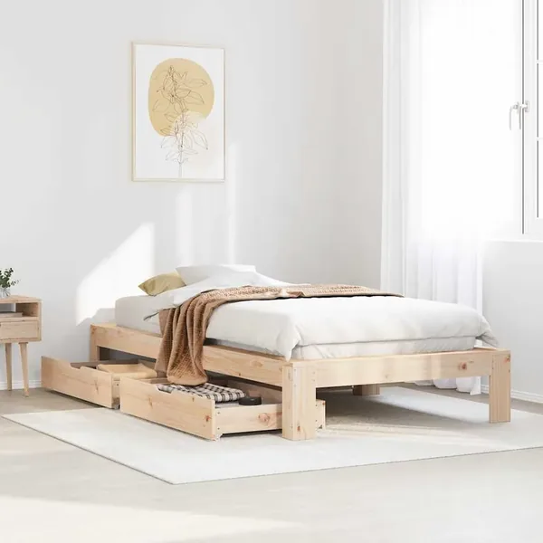 Cadre de lit sans matelas 75x190 cm bois de pin massif