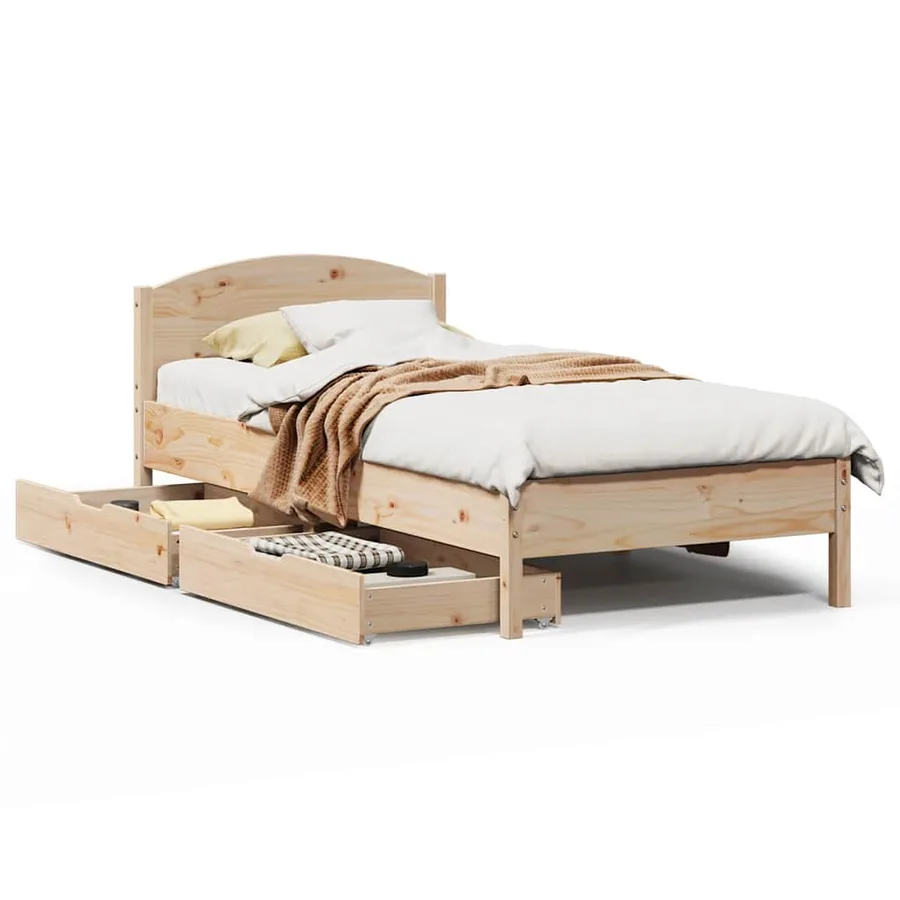 Cadre de lit sans matelas 75x190 cm bois de pin massif - 2