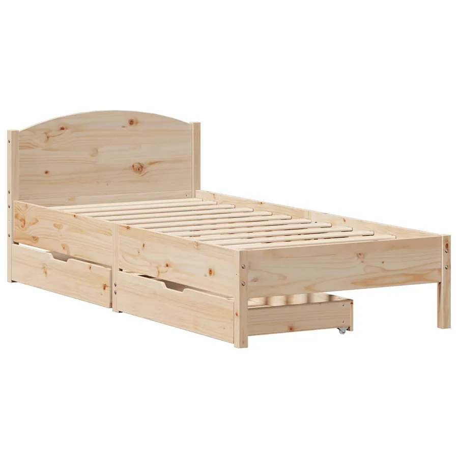 Cadre de lit sans matelas 75x190 cm bois de pin massif - 3