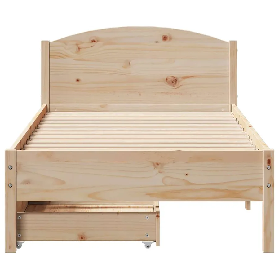 Cadre de lit sans matelas 75x190 cm bois de pin massif - 4