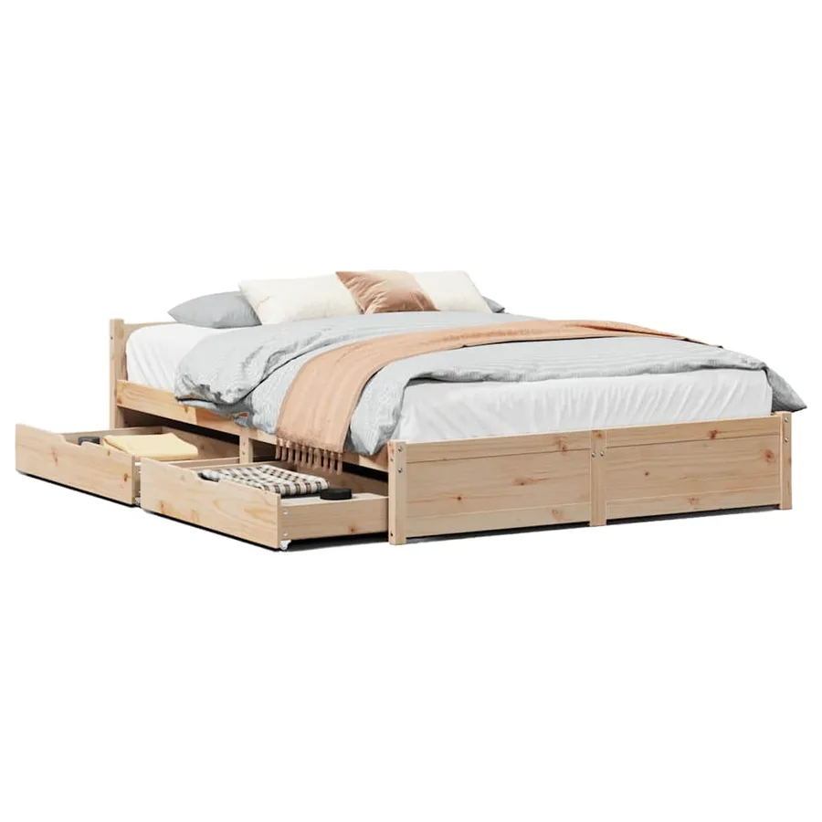 Cadre de lit sans matelas 135x190 cm bois de pin massif - 2