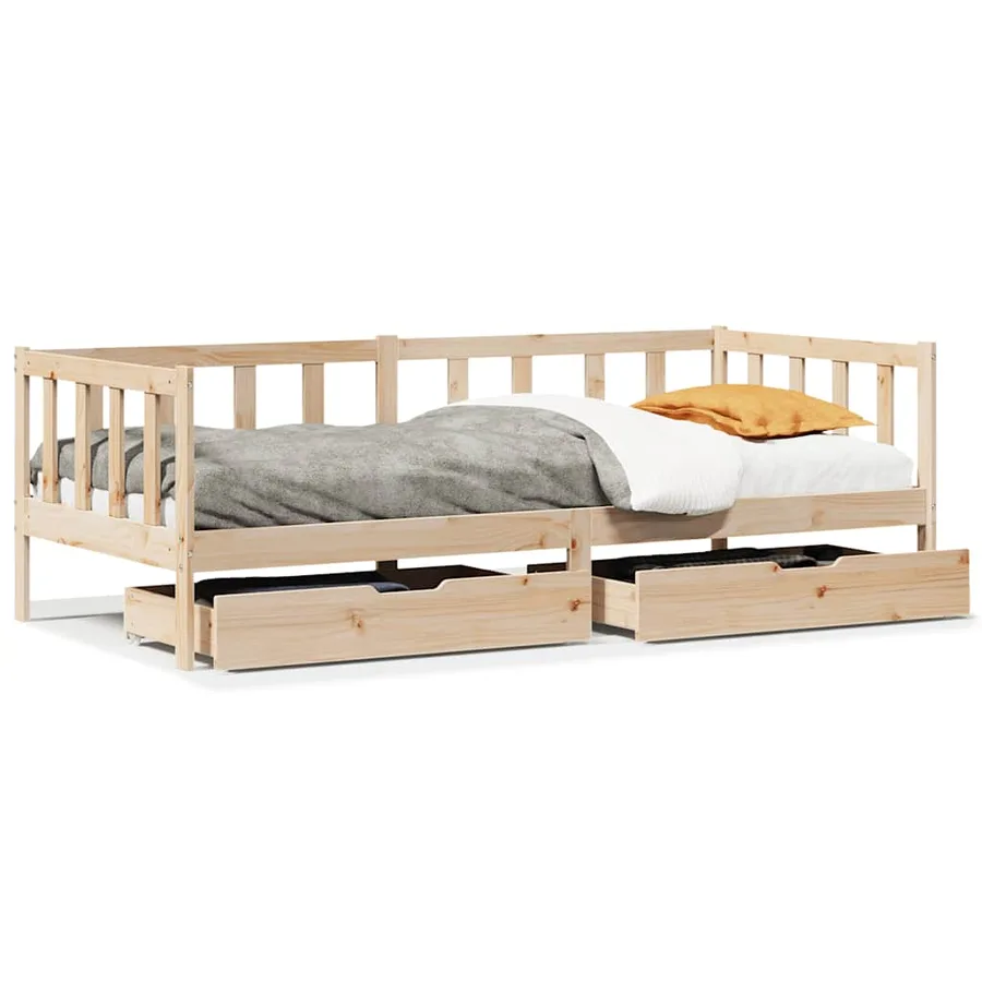 Lit de jour avec tiroirs sans matelas 90x190 cm bois massif - 2