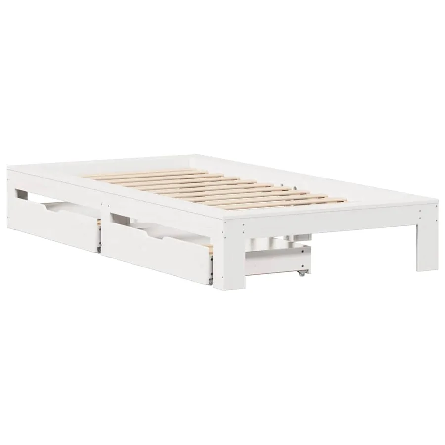 Cadre de lit sans matelas blanc 90x190 cm bois de pin massif - 3
