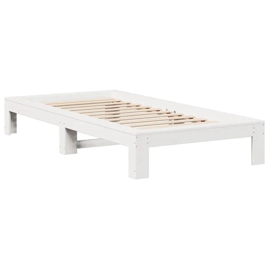 Cadre de lit sans matelas blanc 90x190 cm bois de pin massif - 5