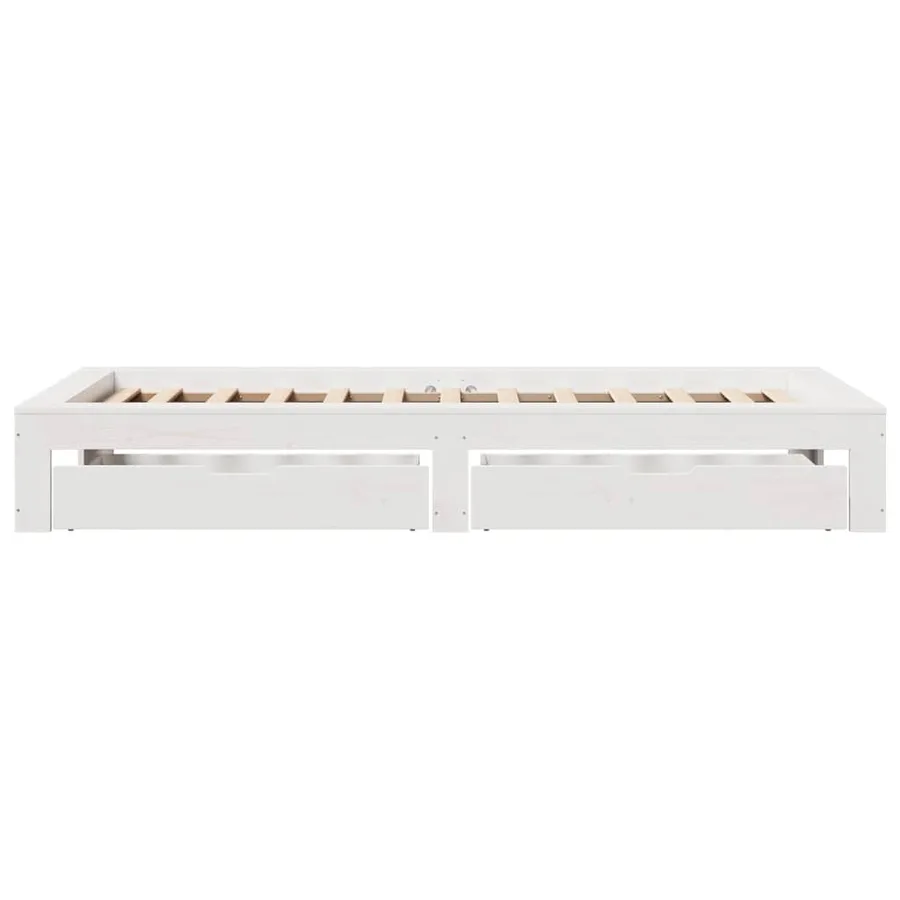 Cadre de lit sans matelas blanc 90x190 cm bois de pin massif - 7