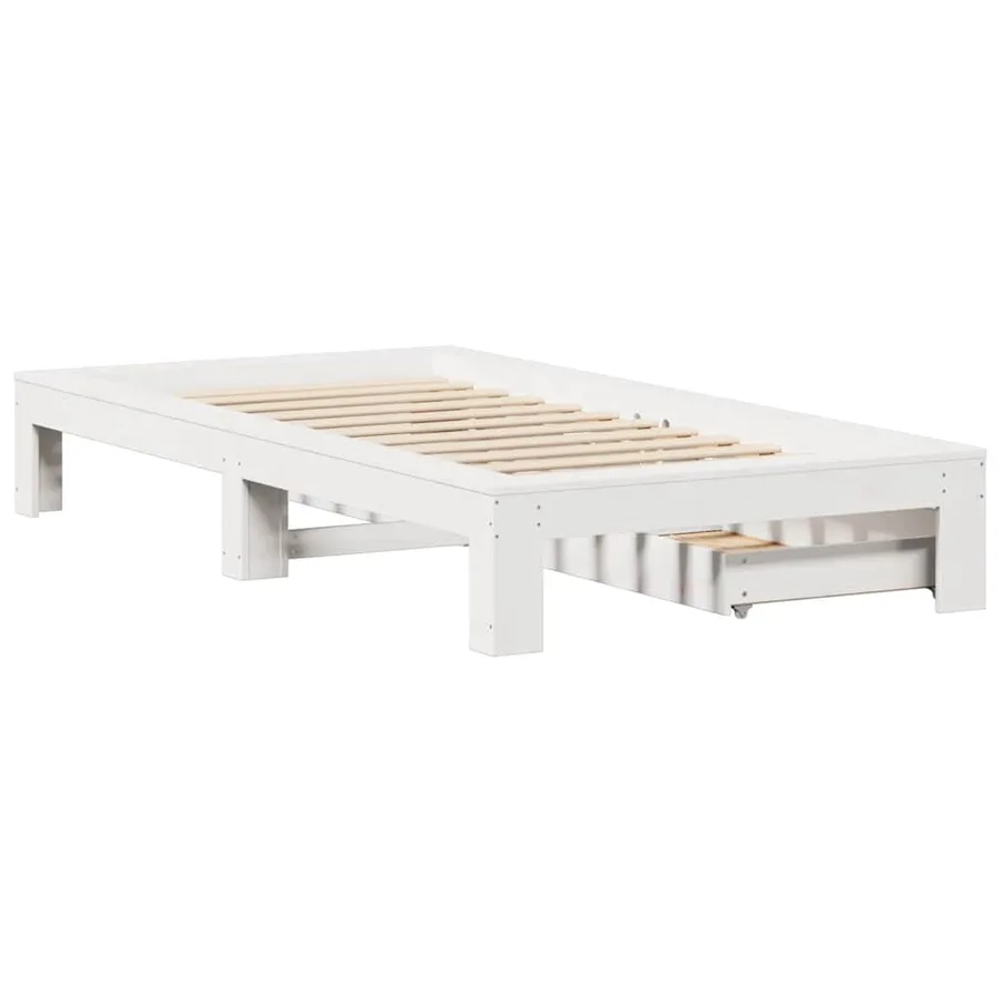 Cadre de lit sans matelas blanc 90x190 cm bois de pin massif - 8